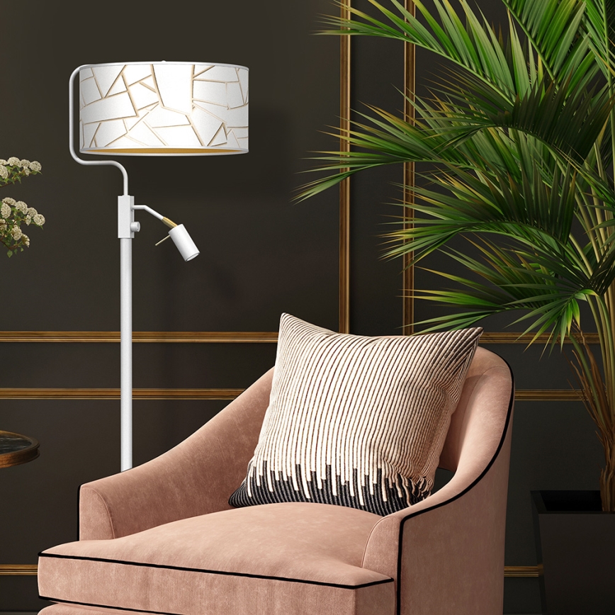 Lampa stojąca ZIGGY 1xE27/40W/230V + 1xGU10/MR11/7W biała/złota