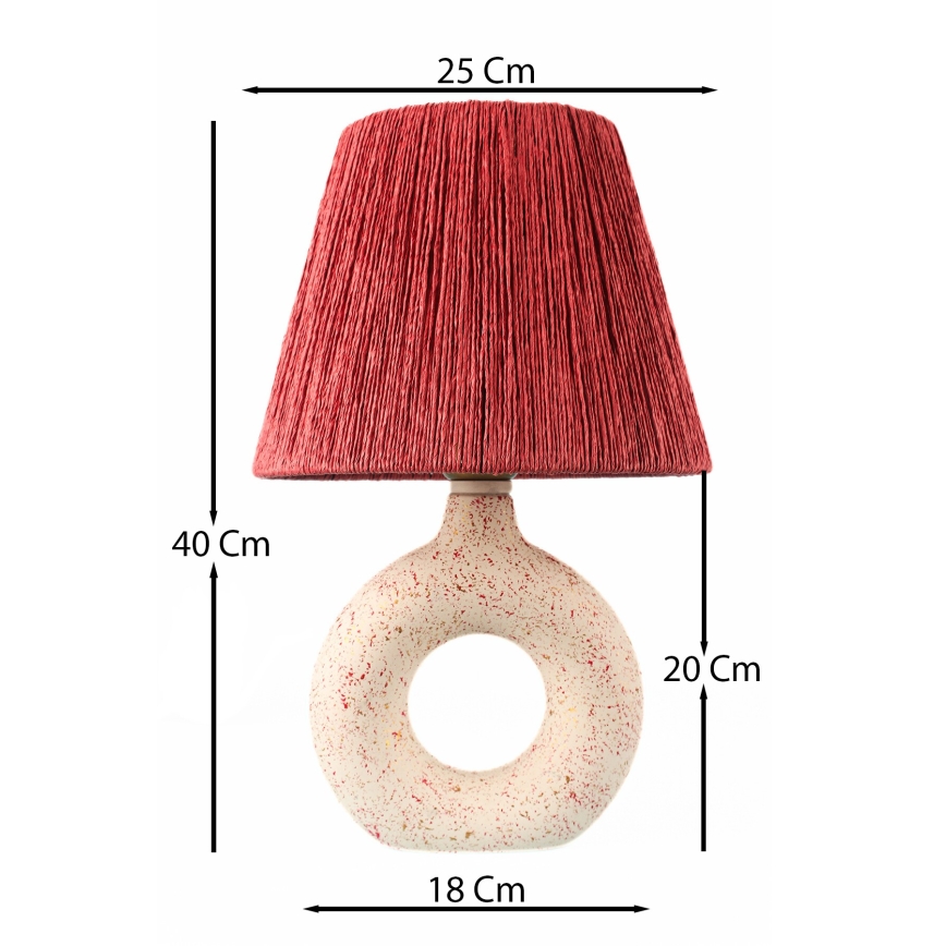 Lampa stołowa 1xE27/40W/230V biała/czerwona