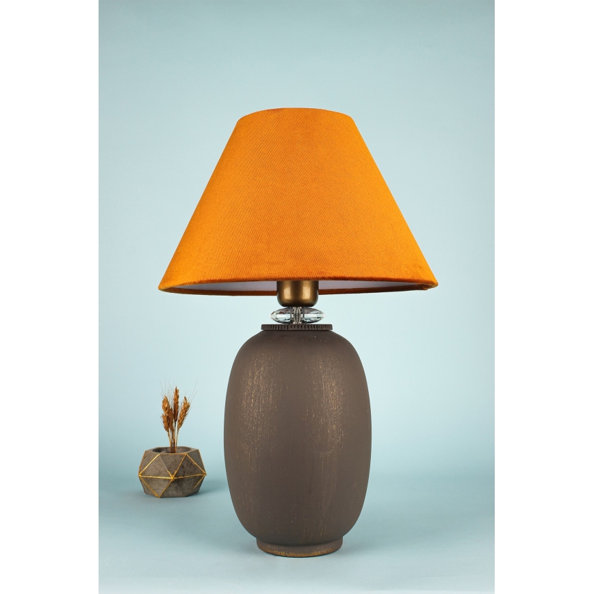 Lampa stołowa 1xE27/40W/230V brązowa/pomarańczowa