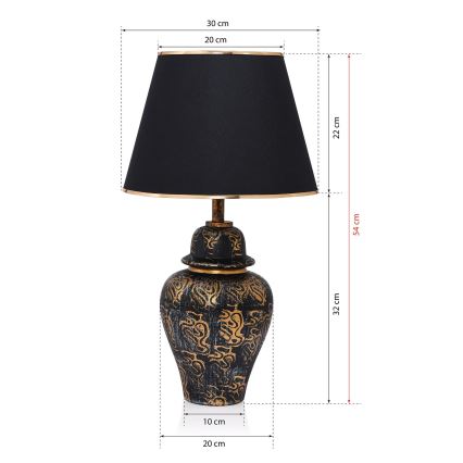 Lampa stołowa 1xE27/40W/230V czarny