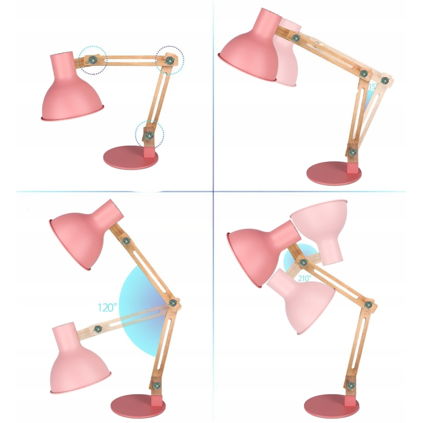 Lampa stołowa 1xE27/40W/230V różowa