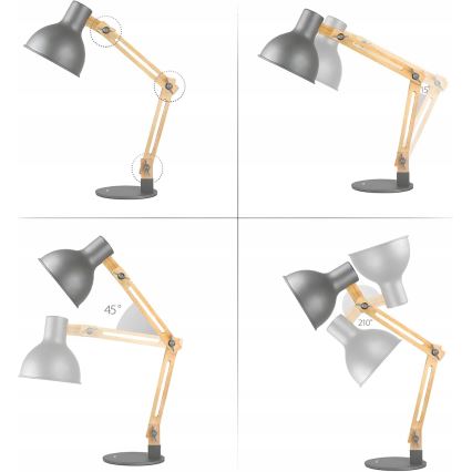 Lampa stołowa 1xE27/40W/230V szara