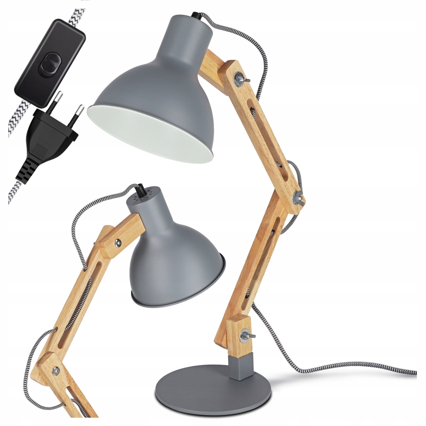 Lampa stołowa 1xE27/40W/230V szara