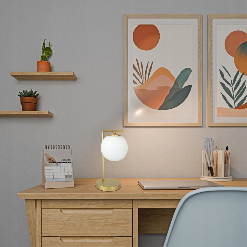 Lampa stołowa 1xE27/40W/230V złota/biała