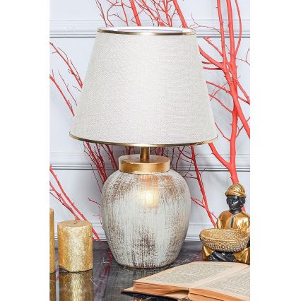 Lampa stołowa 1xE27/40W/230V złoty/beżowy
