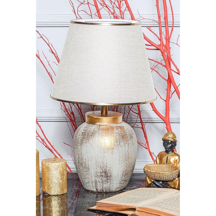 Lampa stołowa 1xE27/40W/230V złoty/beżowy