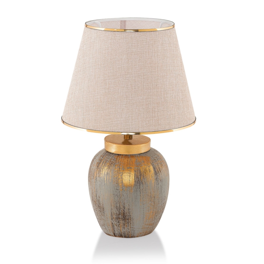 Lampa stołowa 1xE27/40W/230V złoty/beżowy