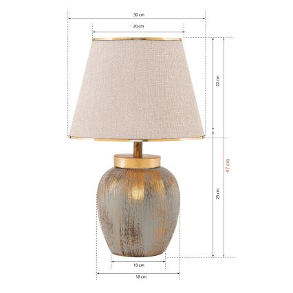 Lampa stołowa 1xE27/40W/230V złoty/beżowy