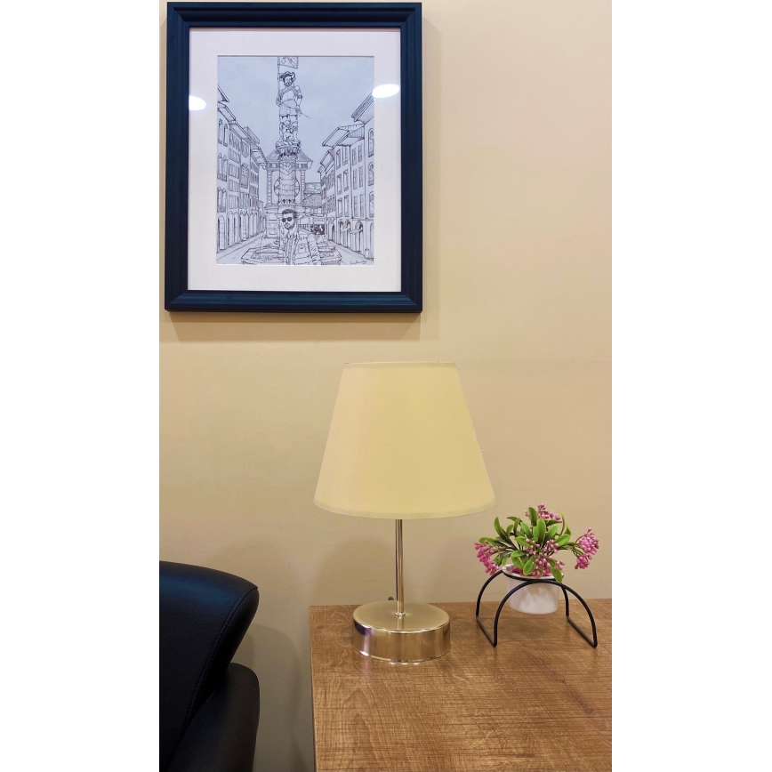 Lampa stołowa 1xE27/60W/230V beżowy/chrom błyszczący