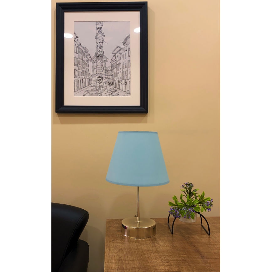 Lampa stołowa 1xE27/60W/230V niebieska/chrom błyszczący