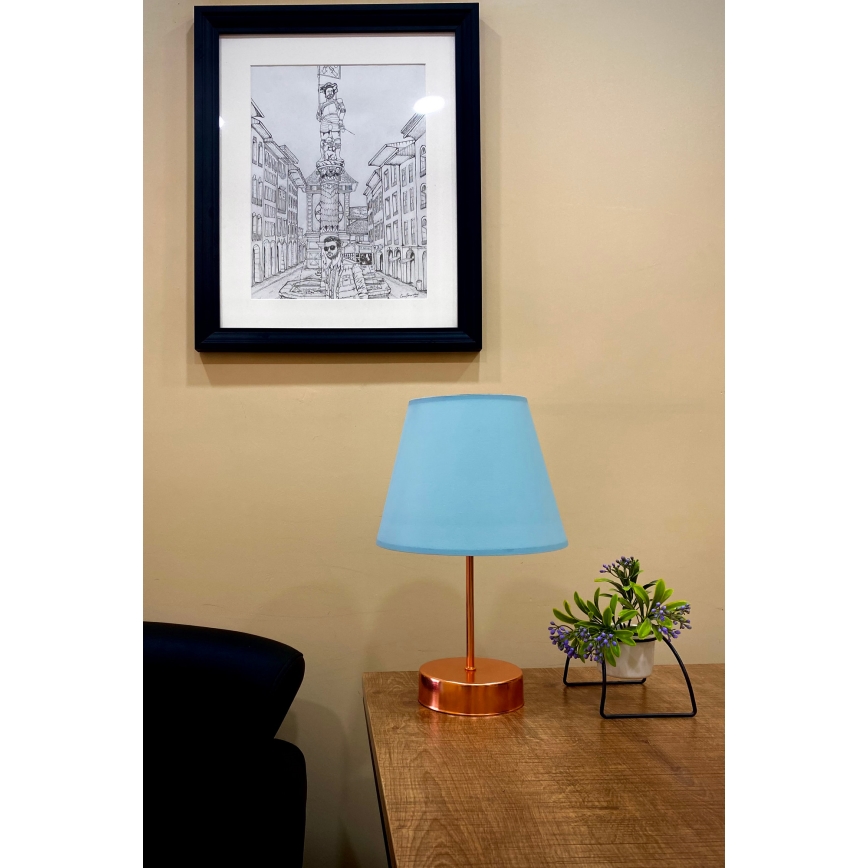 Lampa stołowa 1xE27/60W/230V niebieska/miedź