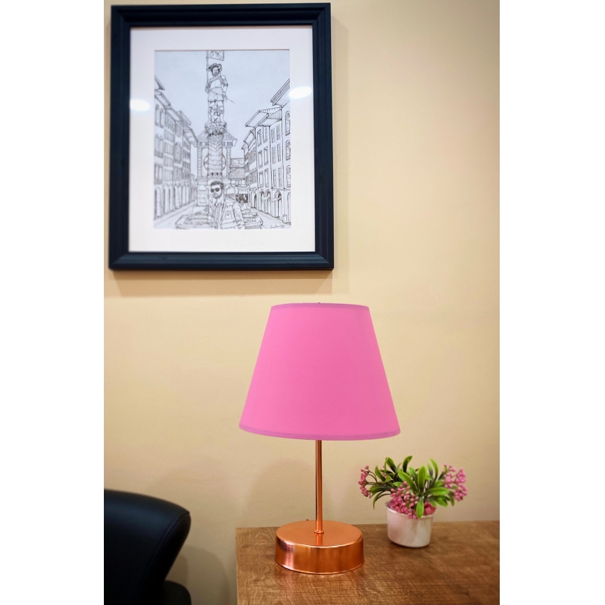 Lampa stołowa 1xE27/60W/230V różowa/miedź