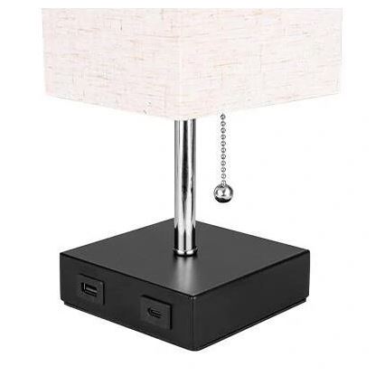 Lampa stołowa 1xE27/60W/230V z USB ładowarą