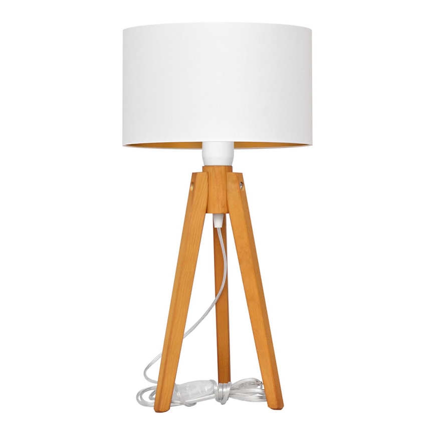 Lampa stołowa ALBA 1xE27/15W/230V biała/złoty/dąb