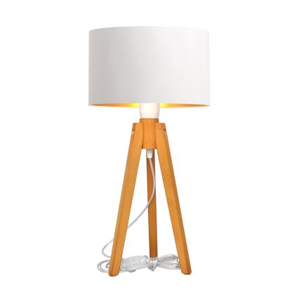Lampa stołowa ALBA 1xE27/15W/230V biała/złoty/dąb