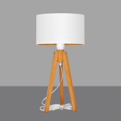 Lampa stołowa ALBA 1xE27/15W/230V biała/złoty/dąb