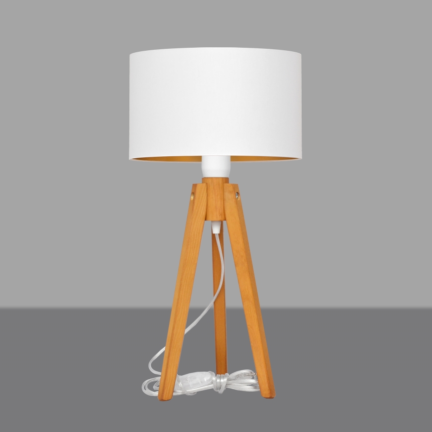 Lampa stołowa ALBA 1xE27/15W/230V biała/złoty/dąb