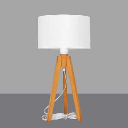 Lampa stołowa ALBA 1xE27/15W/230V białe/dąb
