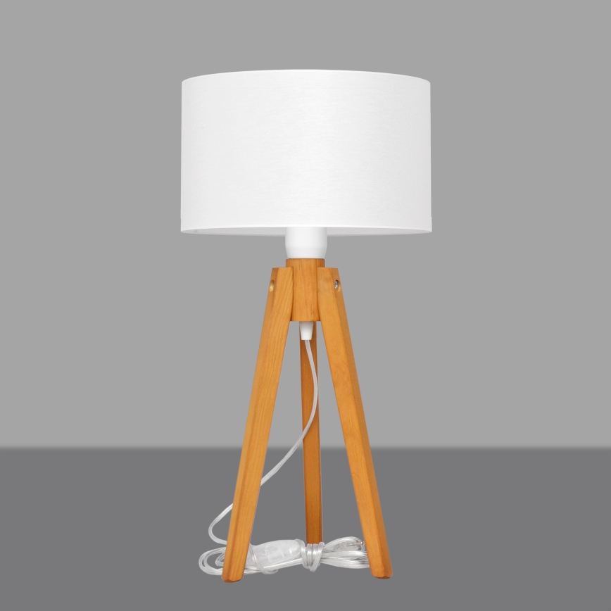 Lampa stołowa ALBA 1xE27/15W/230V białe/dąb
