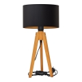 Lampa stołowa ALBA 1xE27/15W/230V czarna/złota/dąb