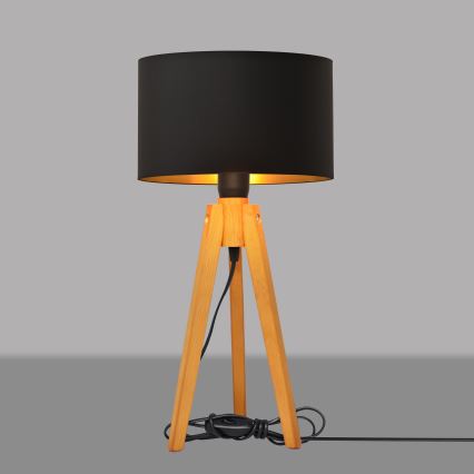 Lampa stołowa ALBA 1xE27/15W/230V czarna/złota/dąb
