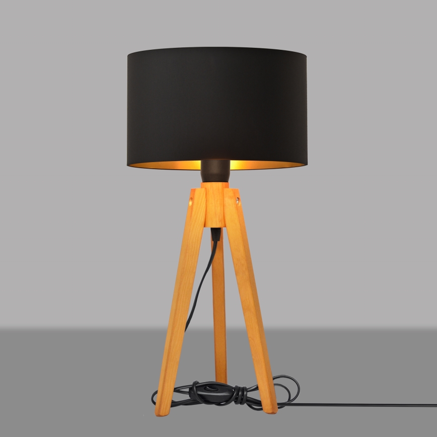 Lampa stołowa ALBA 1xE27/15W/230V czarna/złota/dąb