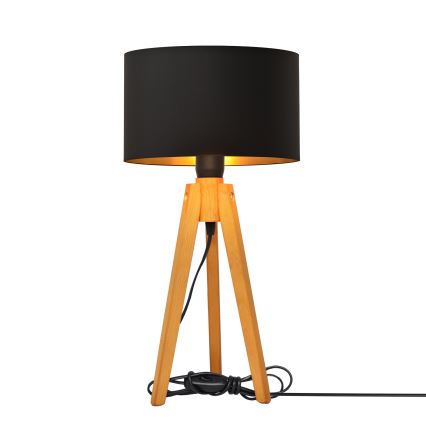 Lampa stołowa ALBA 1xE27/15W/230V czarna/złota/dąb