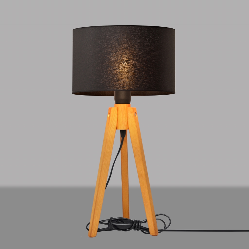Lampa stołowa ALBA 1xE27/15W/230V czarne/dąb