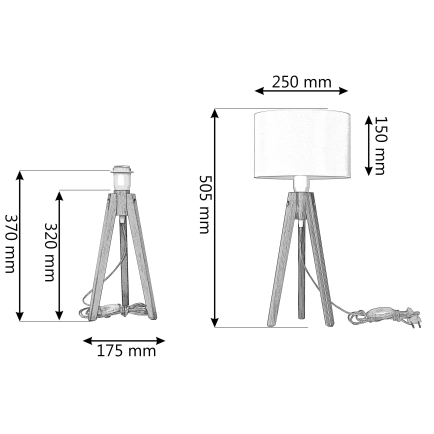 Lampa stołowa ALBA 1xE27/15W/230V czarne/dąb