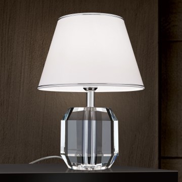 Lampa stołowa ALEXIS 1xE27/60W/230V biały/chrom błyszczący/przezroczysty
