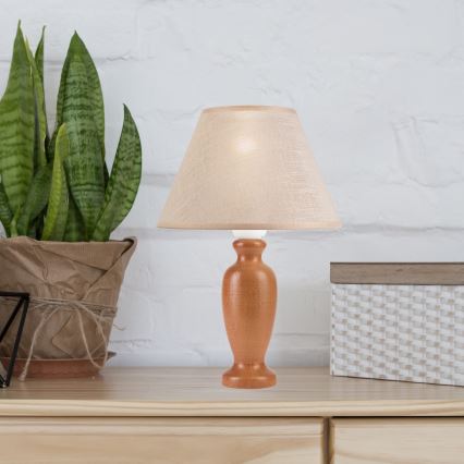 Lampa stołowa AMFORA 1xE27/60W/230V brązowa/buk