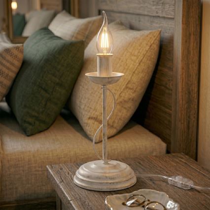 Lampa stołowa ANTON 1xE14/60W/230V biała patyna