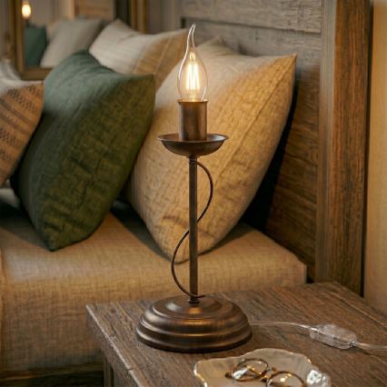 Lampa stołowa ANTON 1xE14/60W/230V brązowa