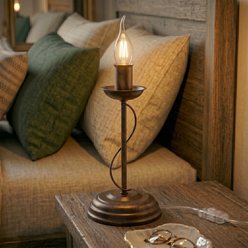 Lampa stołowa ANTON 1xE14/60W/230V brązowa