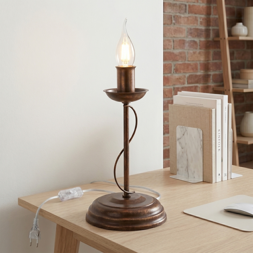 Lampa stołowa ANTON 1xE14/60W/230V brązowa