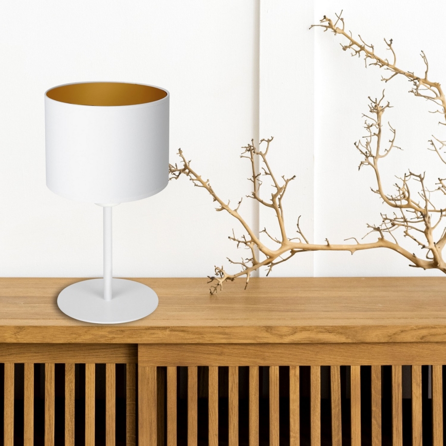Lampa stołowa ARDEN 1xE27/60W/230V śr. 18 cm biała/złota