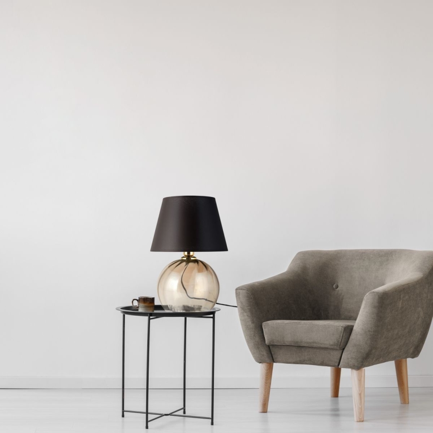 Lampa stołowa AUREA 1xE27/15W/230V czarna/beżowa