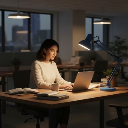 Lampa stołowa AURIQ 1xE27/60W/230V niebieska