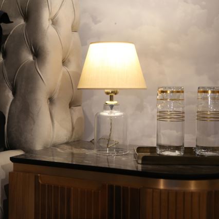 Lampa stołowa AYD 1xE27/40W/230V beżowa/przezroczysta