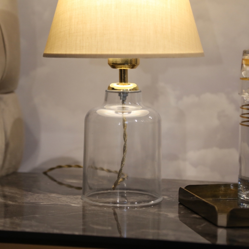 Lampa stołowa AYD 1xE27/40W/230V beżowa/przezroczysta