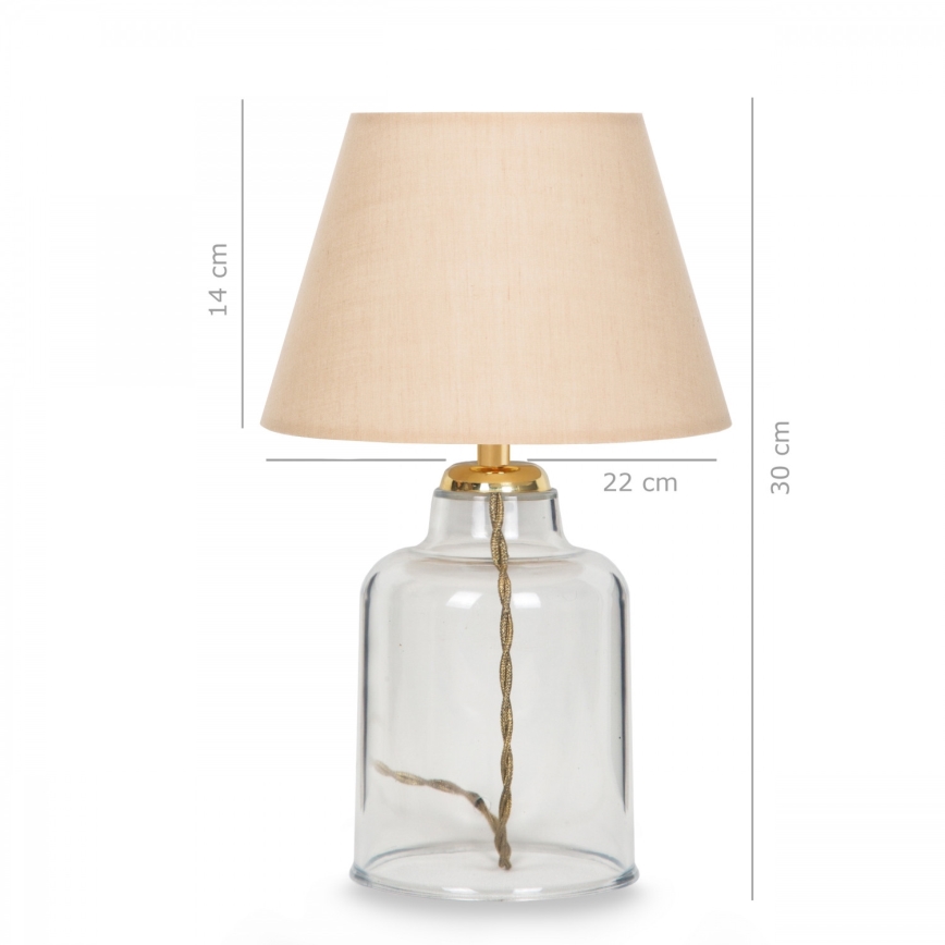 Lampa stołowa AYD 1xE27/40W/230V beżowa/przezroczysta
