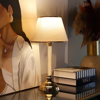 Lampa stołowa AYD 1xE27/40W/230V beżowa/złota
