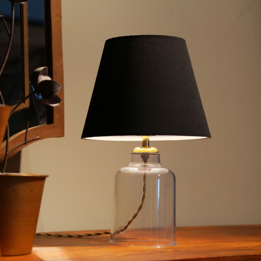 Lampa stołowa AYD 1xE27/40W/230V czarna/przezroczysta