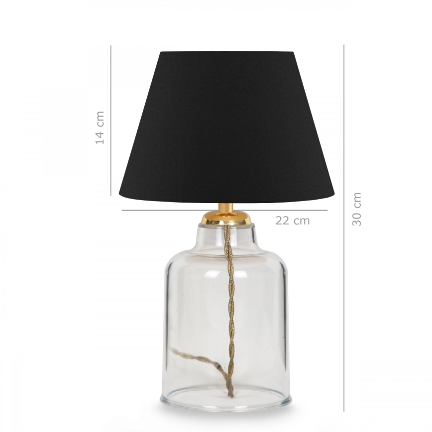 Lampa stołowa AYD 1xE27/40W/230V czarna/przezroczysta