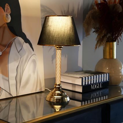 Lampa stołowa AYD 1xE27/40W/230V czarna/złota