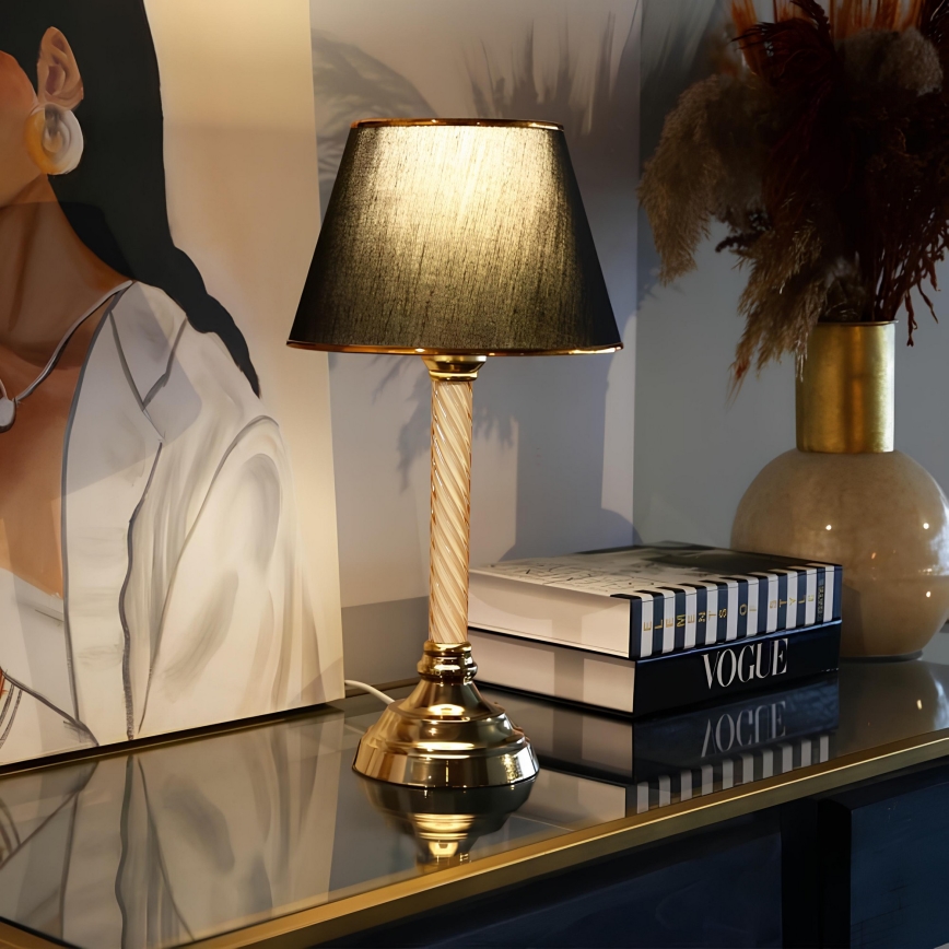 Lampa stołowa AYD 1xE27/40W/230V czarna/złota