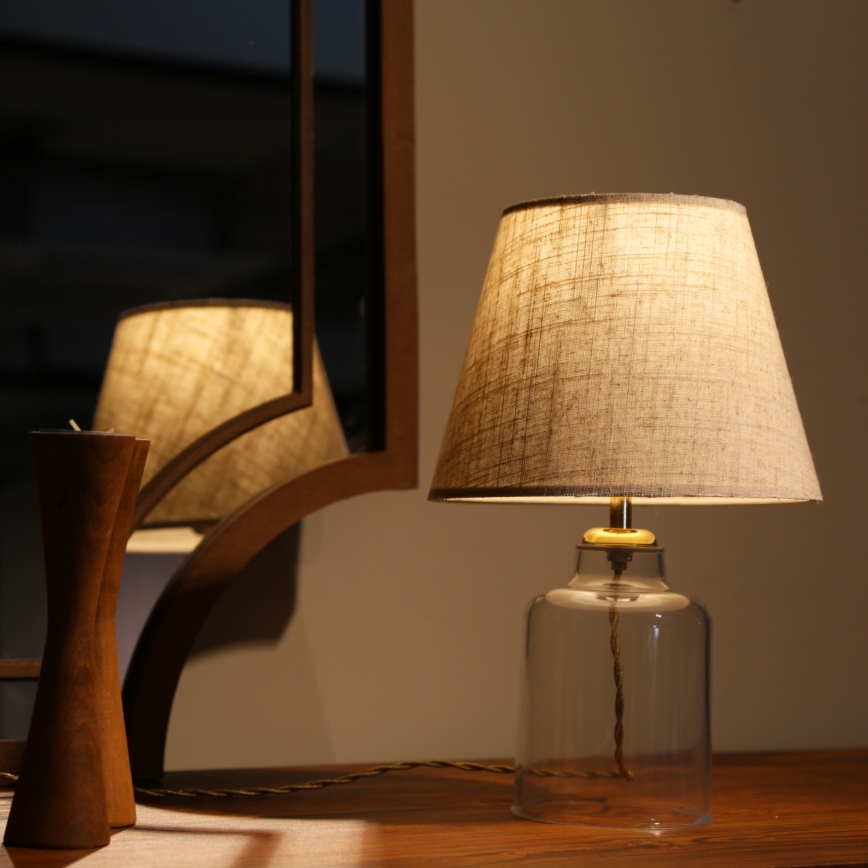 Lampa stołowa AYD 1xE27/40W/230V kremowa/przezroczysta