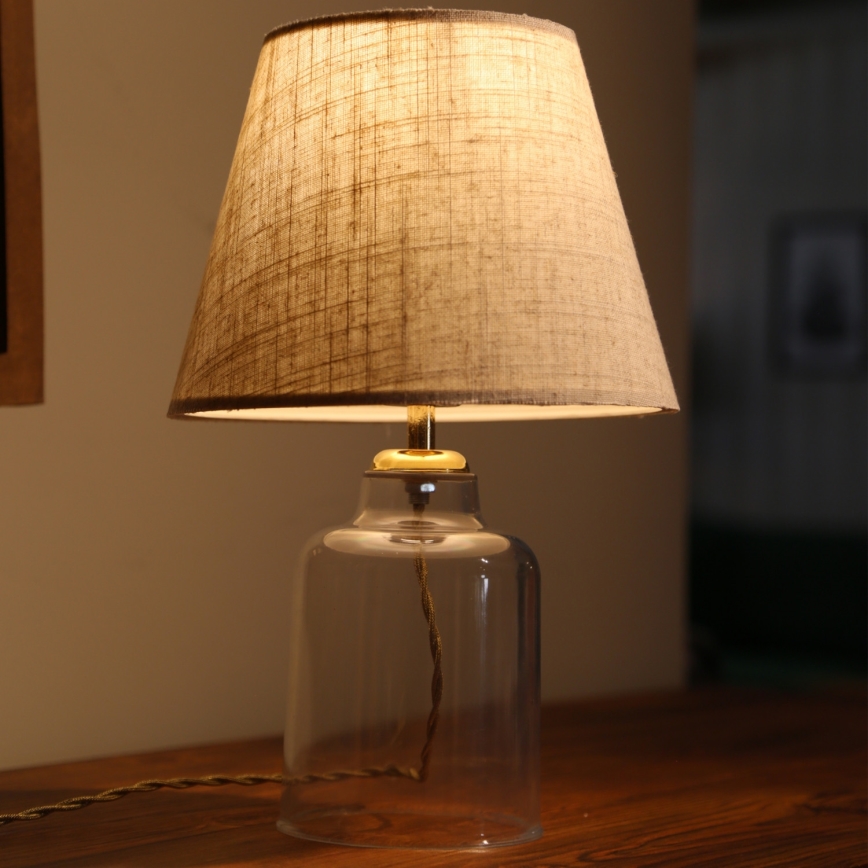 Lampa stołowa AYD 1xE27/40W/230V kremowa/przezroczysta
