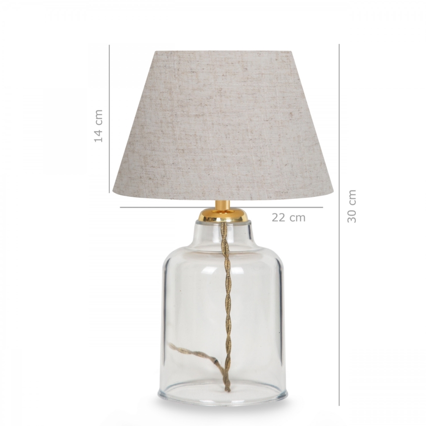 Lampa stołowa AYD 1xE27/40W/230V kremowa/przezroczysta