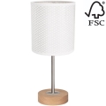Lampa stołowa BENITA 1xE27/60W/230V 30 cm biała/dąb – certyfikat FSC